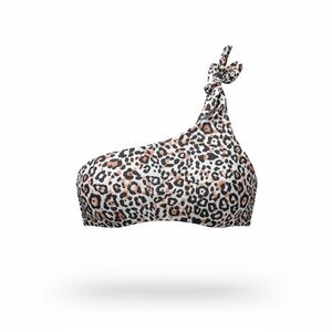 EUC SHEIN Cheetah Print One Shoulder Bikini Top Size Large Tie Strap Vacation